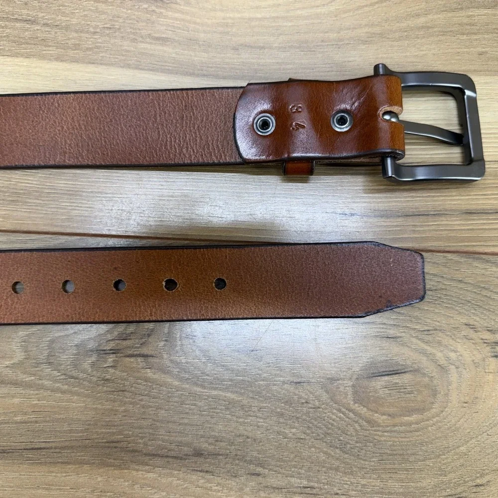 Logical Lather Mens Belt Size 34 Brown Leather Casual Work Minimalist